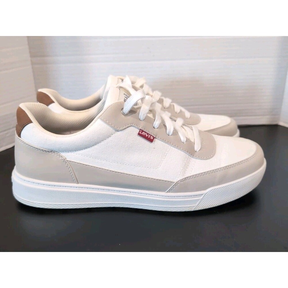 LEVI'S AIDEN TRAINER SNEAKERS MEN'S LOW TOP  WHITE/GRAY SIZE 12 M    EUC